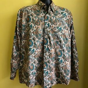 ALAN FLUSSER Teal Green Paisley shirt XL
